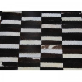 Luxusný kožený koberec, hnedá/čierna/biela, patchwork, 171x240, KOŽA TYP 6