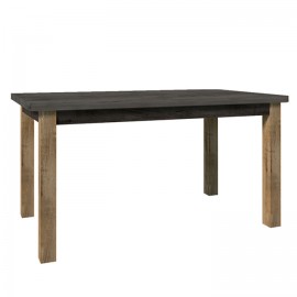 Jedálenský stôl, rozkladací, dub lefkas tmavý/smooth sivý, MONTANA STW