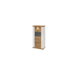 vitrína MANHATTAN TYP 38 Biela arctic   Biela arctic vysoký lesk   Dub wotan 