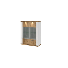 závesná vitrína MANHATTAN TYP 05 Biela arctic   Biela arctic vysoký lesk   Dub wotan 