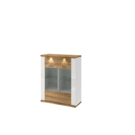 vitrína MANHATTAN TYP 03 Biela arctic   Biela arctic vysoký lesk   Dub wotan 