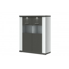 vitrína MANHATTAN TYP 06 Biela arctic   Biela arctic vysoký lesk   Grafit 