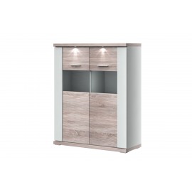 vitrína MANHATTAN TYP 06 Biela arctic   Biela arctic vysoký lesk   Dub pílený bardolino 