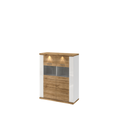 vitrína MANHATTAN TYP 06 Biela arctic   Biela arctic vysoký lesk   Dub wotan 