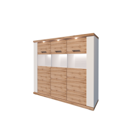 vitrína MANHATTAN TYP 22 Biela arctic   Biela arctic vysoký lesk   Dub wotan 